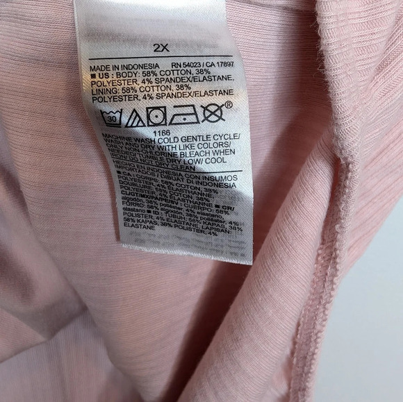 Old Navy Pink Long-Sleeve Square-Neck Rib-Knit Snap Bodysuit Women 2X - Picture 5 of 9